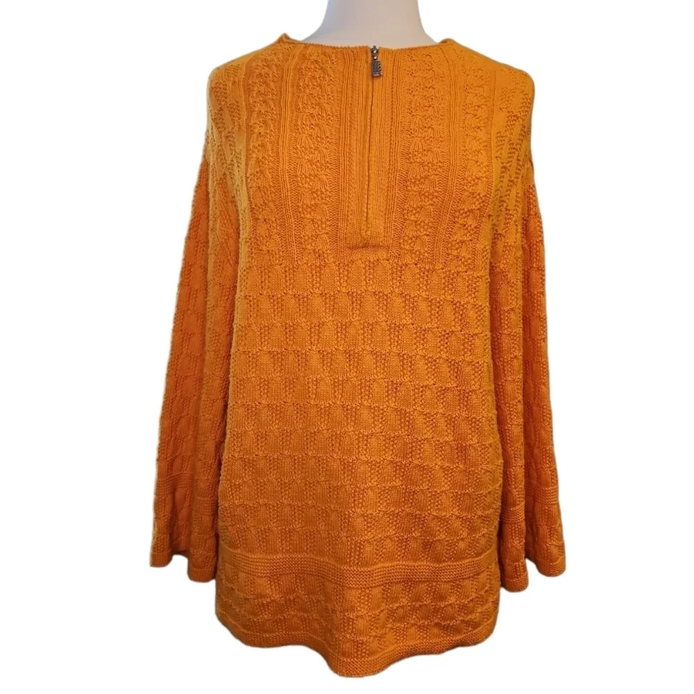Coldwater Creek Orange Pullover 1/ Zip Sweater 3/4 Sleeve Size Medium